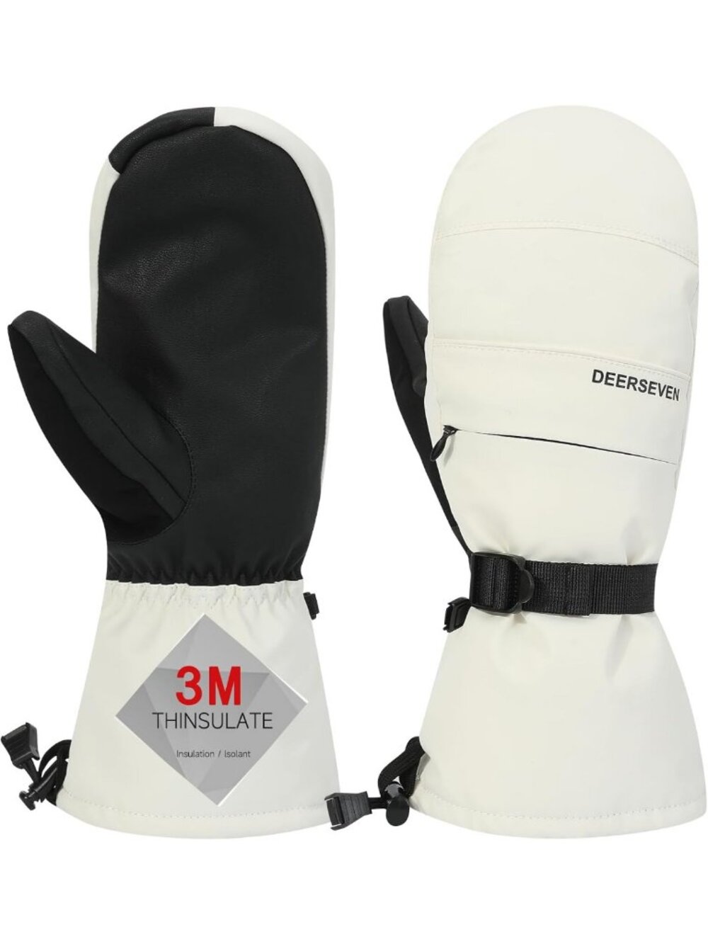 Warm Waterproof Ski Mittens for Men & Women - Insulated, Windproof, Zipper